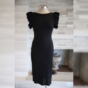 Stunning GIAMBATTISTA VALLI classic black silk ruffle dress. Office to drinks.